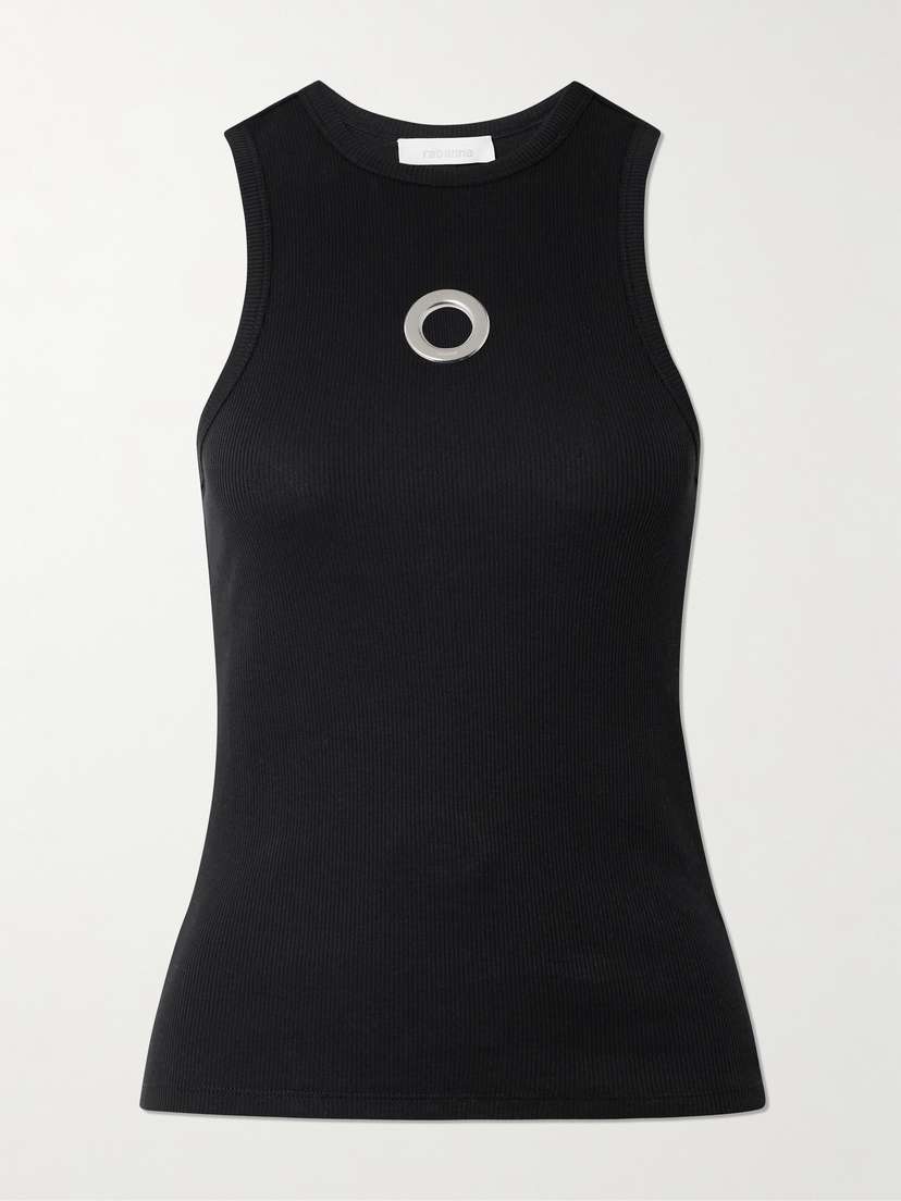 Rabanne Embellished Ribbed Stretch-cotton Tank