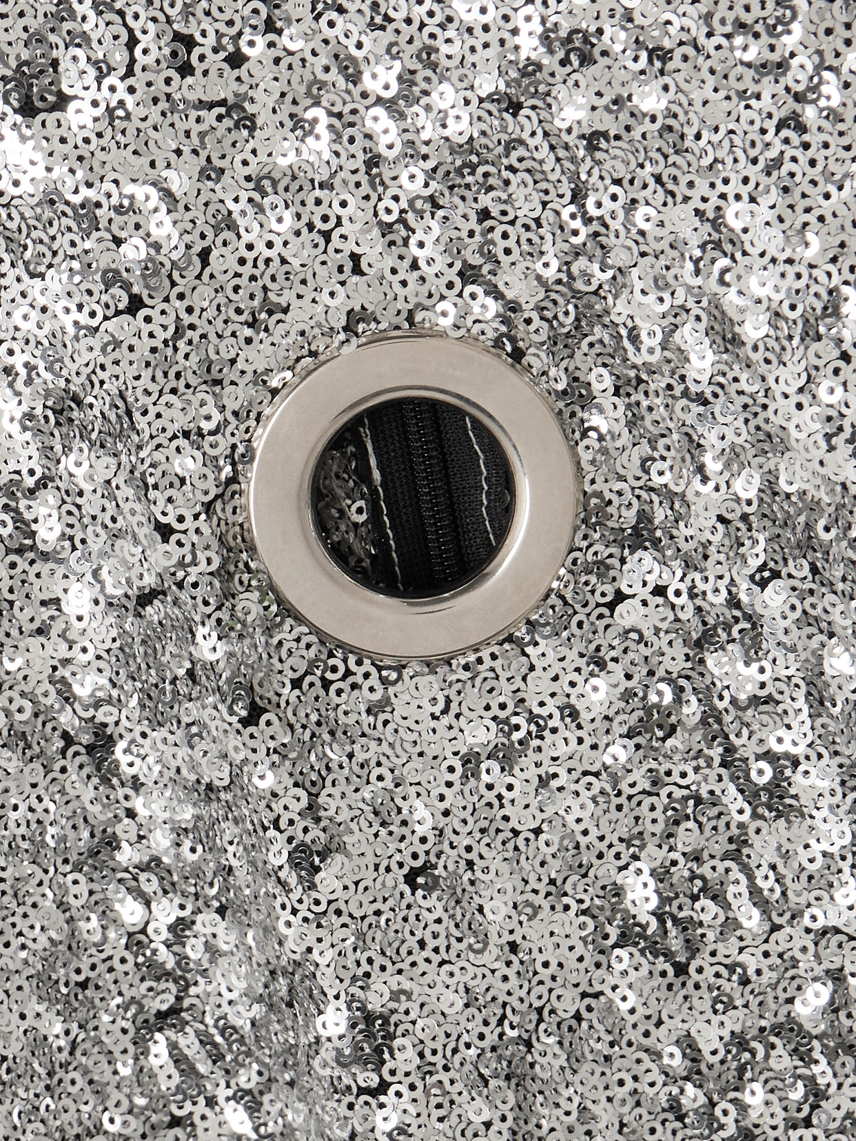Rabanne Eyelet-embellished Sequined Tulle Turtleneck Top In Silver