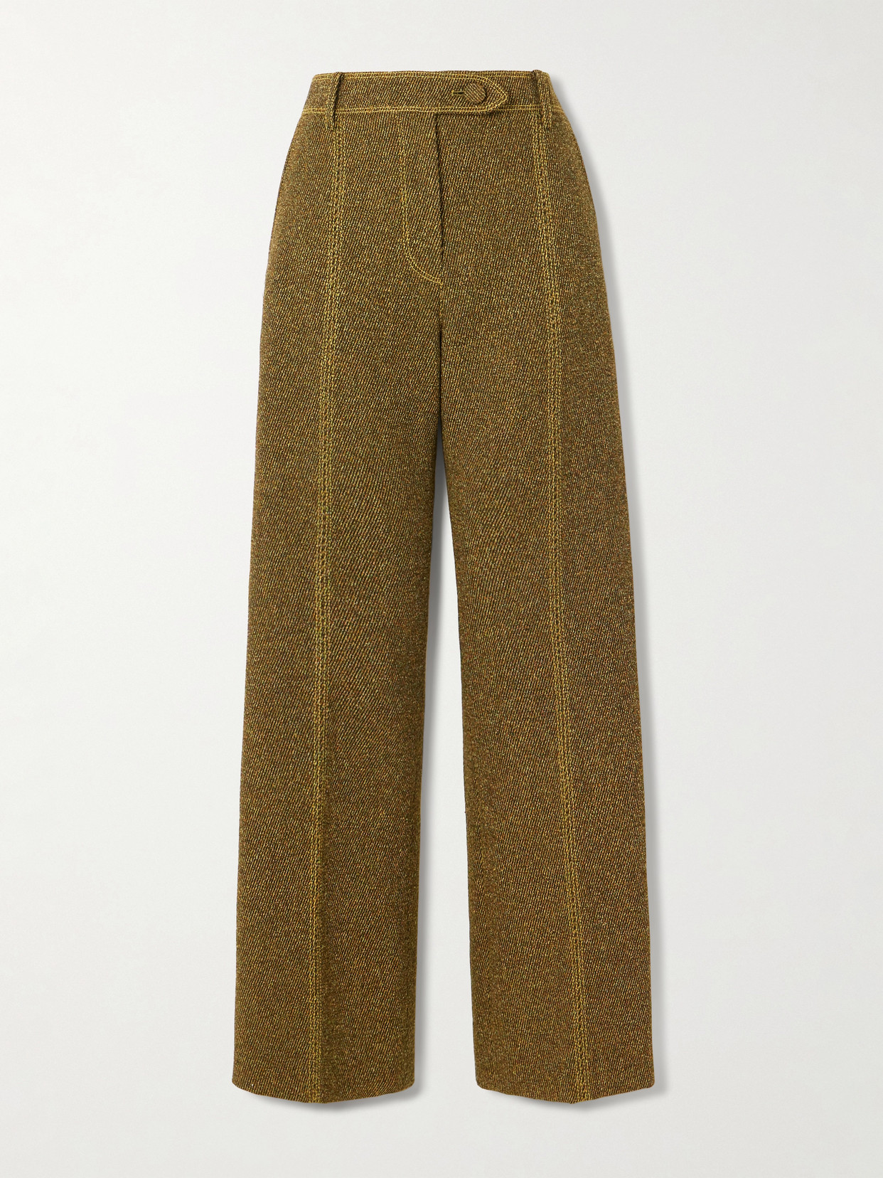 Rabanne Wool-blend Bouclé-twill Straight-leg Pants In Yellow