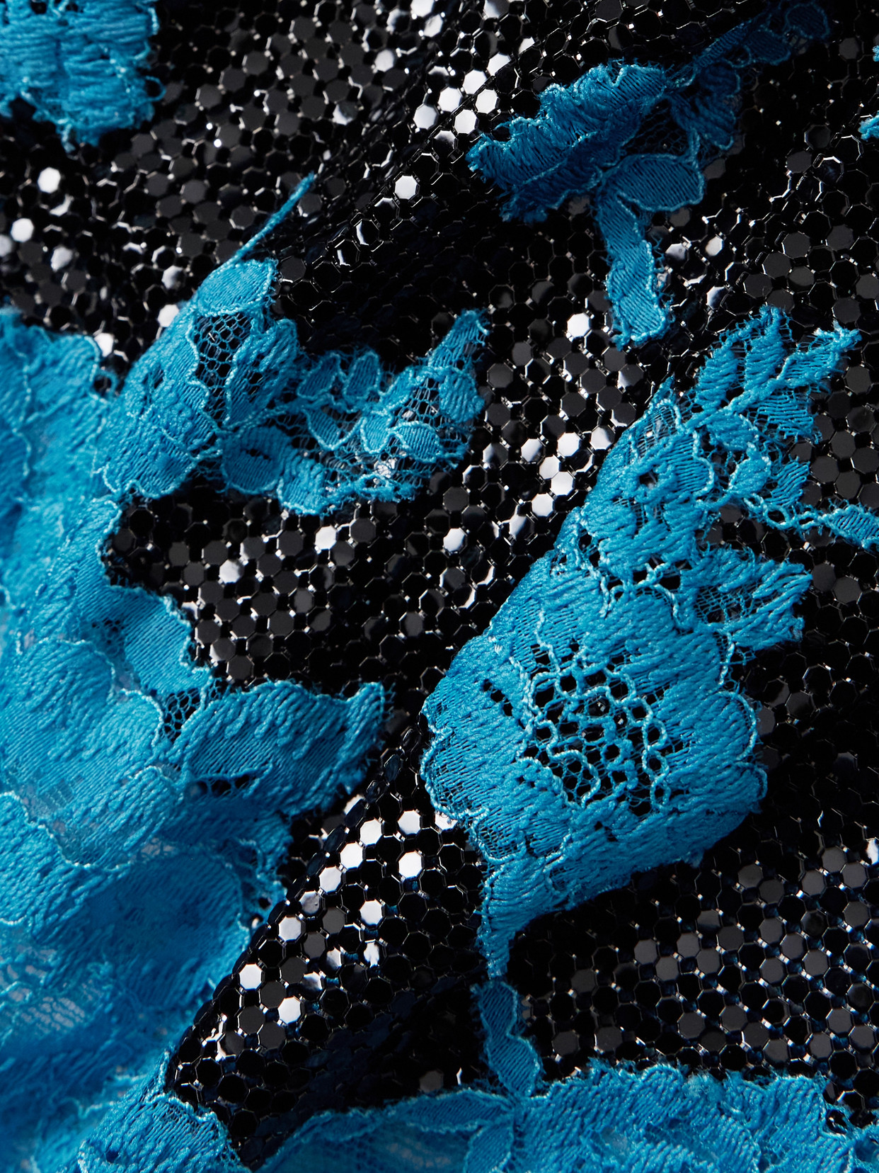 Lace-Trimmed Chainmail Midi