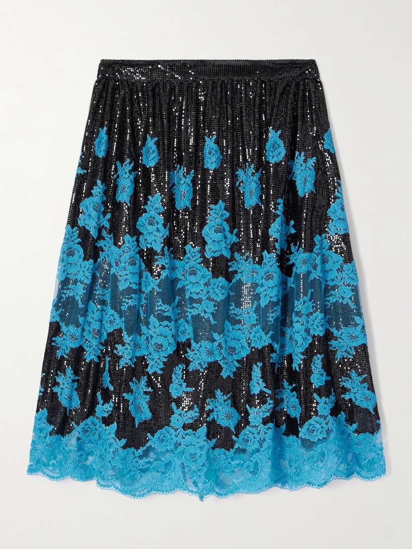 Rabanne Lace-trimmed Chainmail Midi Skirt