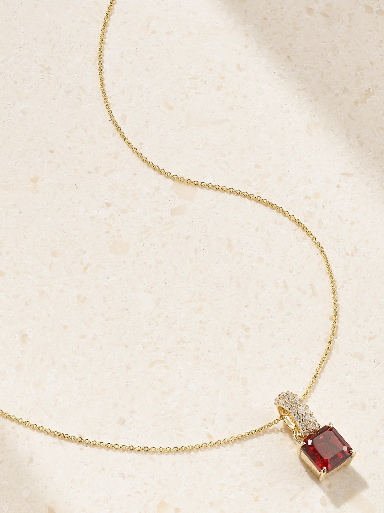 Stone And Strand 10-karat Gold, Garnet And Diamond Necklace