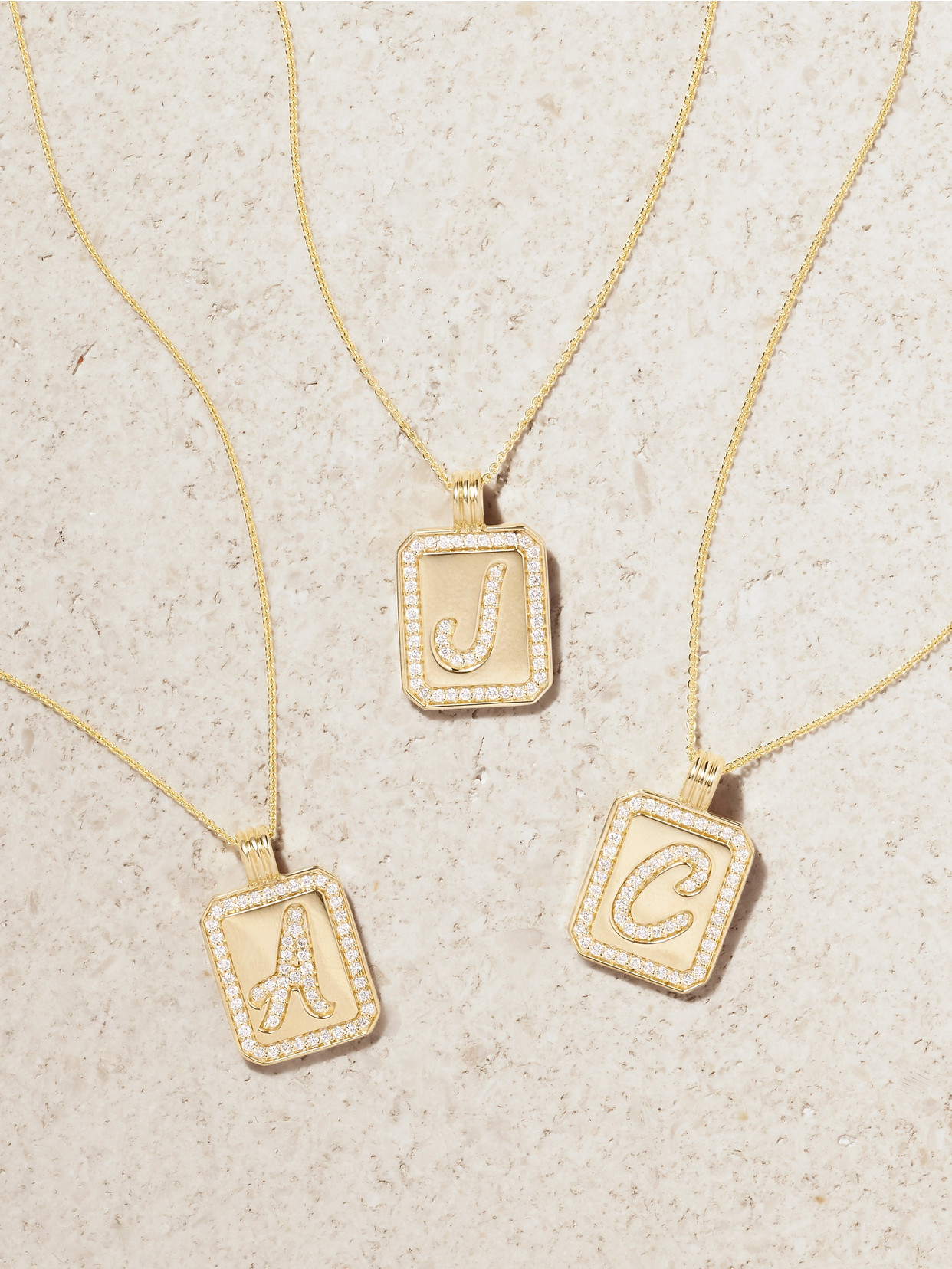Stone And Strand Letter 14-karat Gold Diamond Necklace