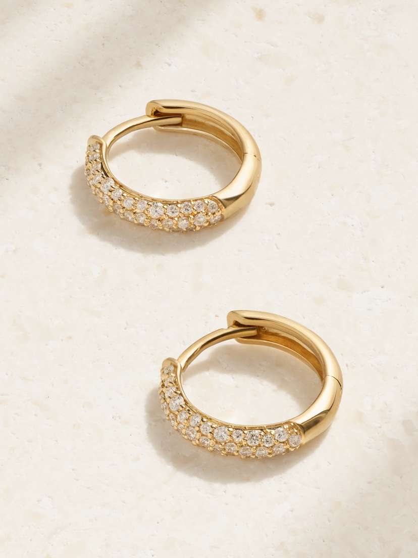 STONE AND STRAND Essential 14-karat Gold Diamond Hoop Earrings