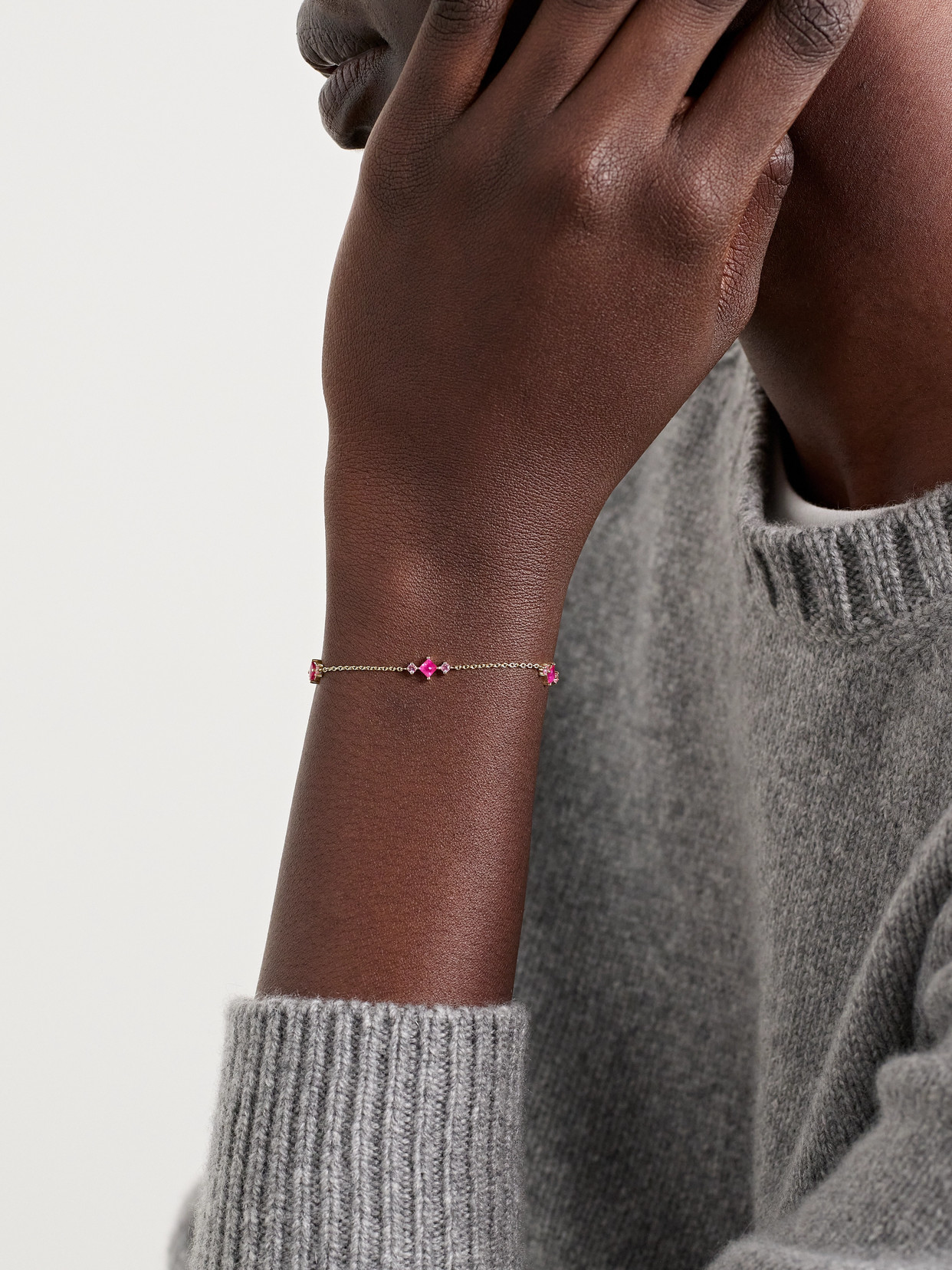 Stone And Strand Pink Power Princess 14-karat Gold, Ruby And Sapphire Bracelet In Gold