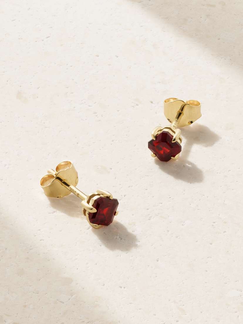 STONE AND STRAND 10-karat Gold Garnet Earrings