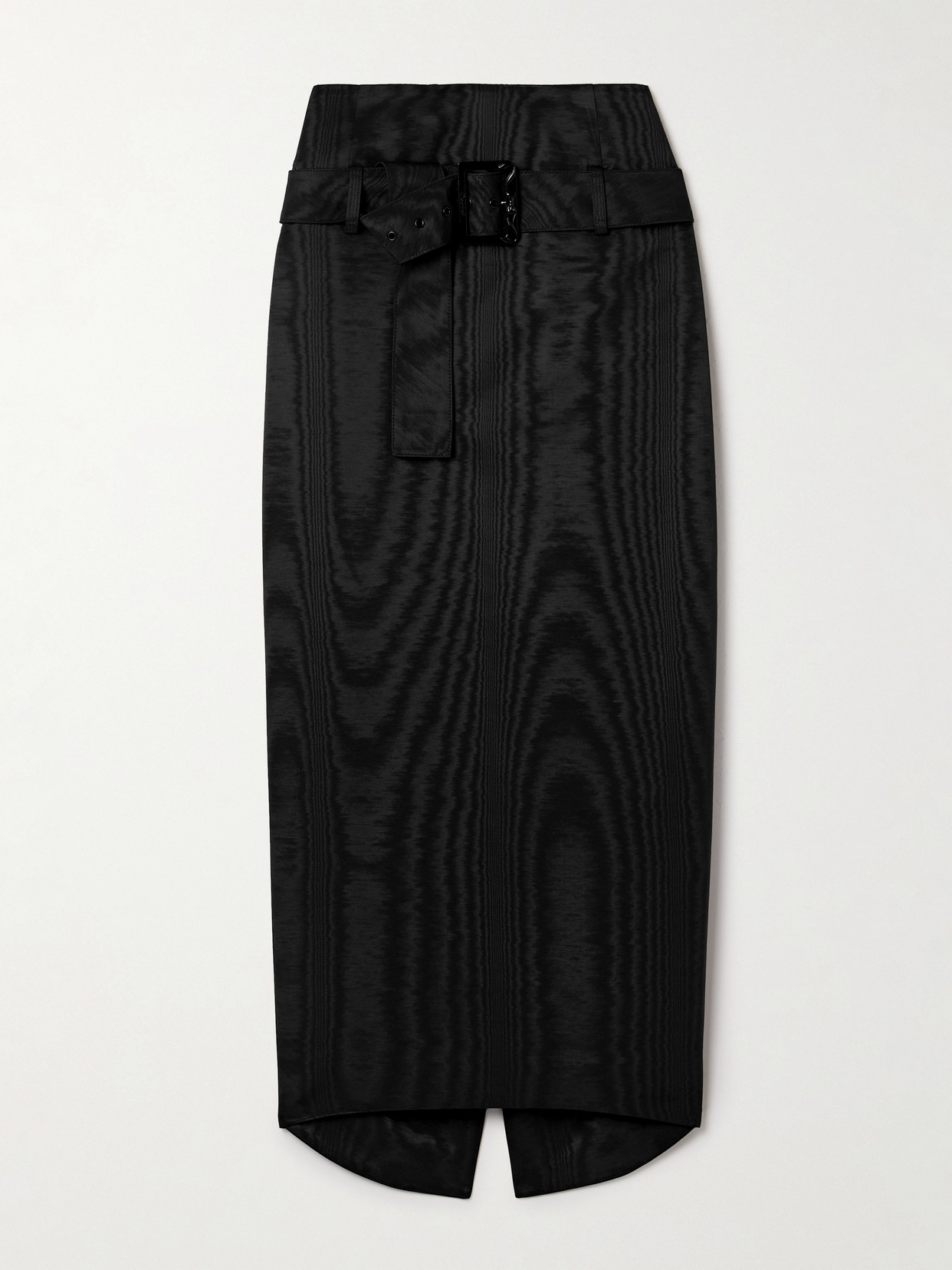Wiederhoeft Salon Belted Recycled-moire Midi Skirt In Black