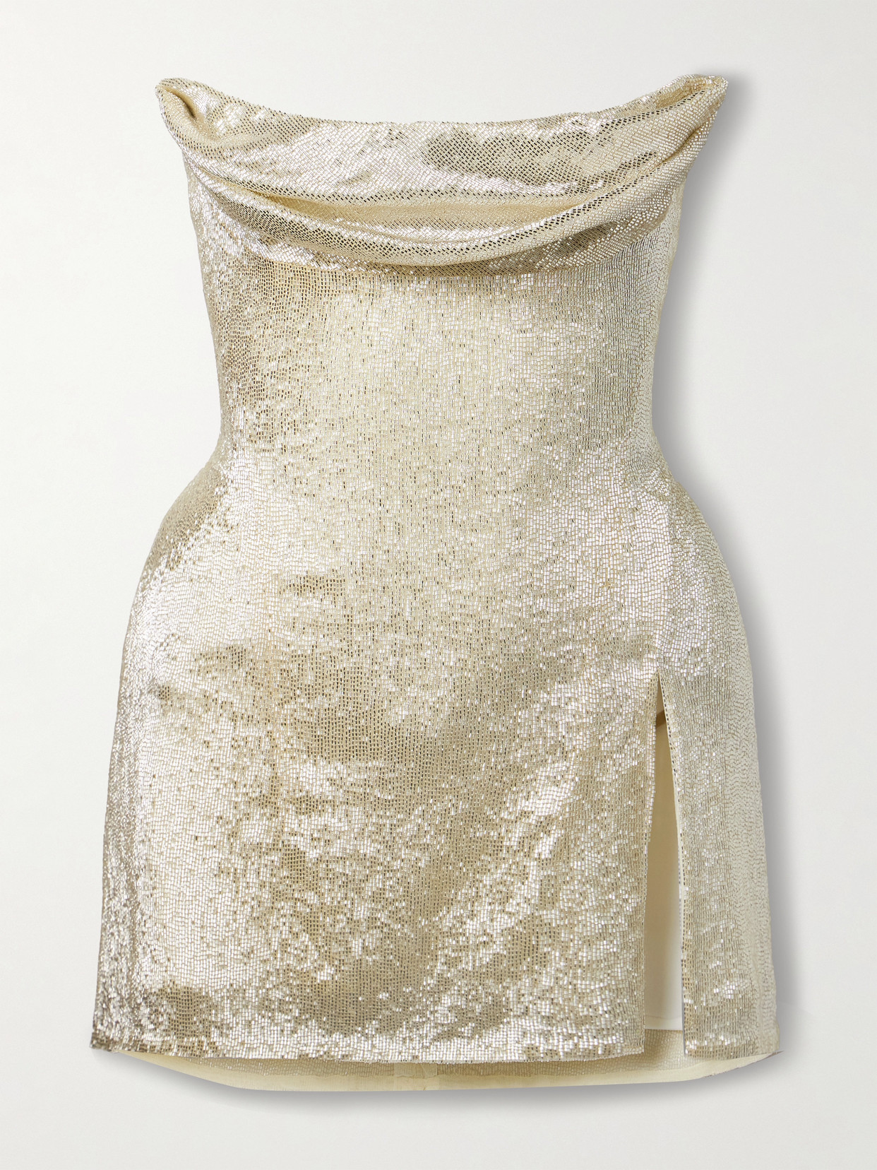 Wiederhoeft Ivy Draped Strapless Beaded Tulle Mini Dress In Green