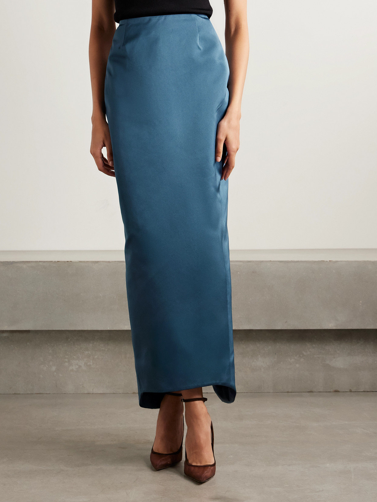 Wiederhoeft Wasp Recycled Duchesse-satin Maxi Skirt In Blue