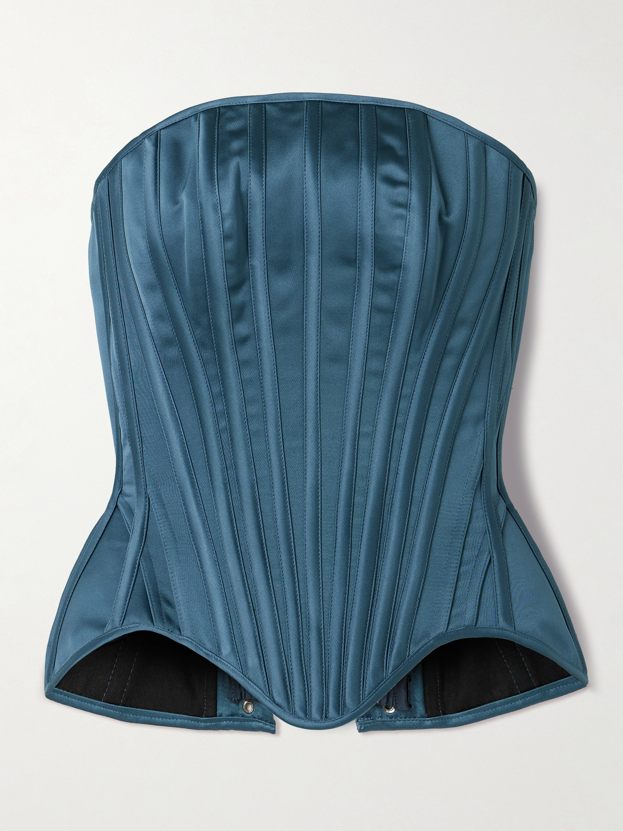Wiederhoeft Julie Strapless Recycled Duchesse-satin Bustier Top In Blue