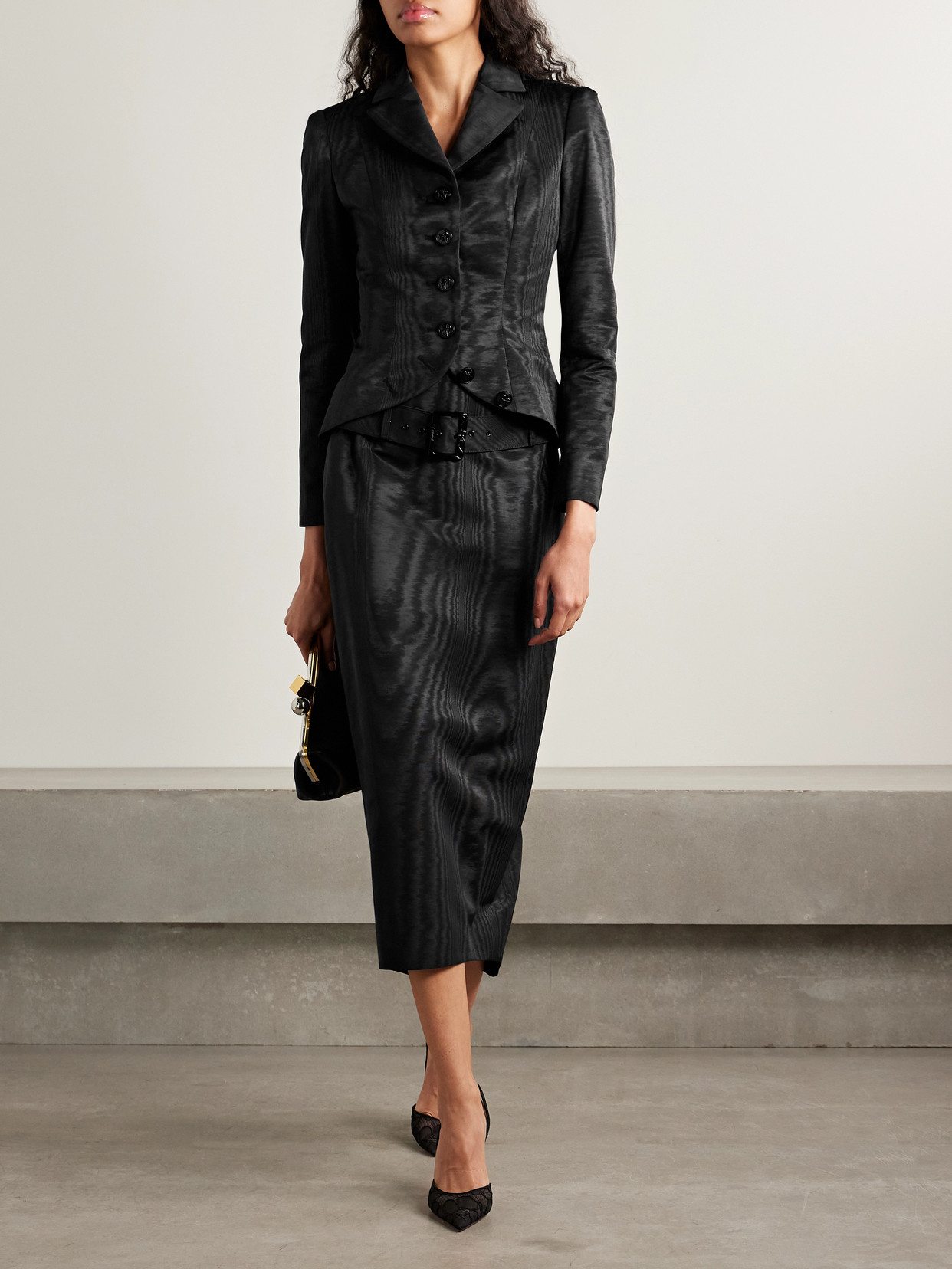 Wiederhoeft Salon Recycled-moire Jacket In Black