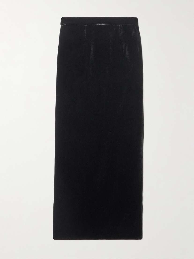 The New Arrivals Ilkyaz Ozel Raja Velvet Midi Skirt