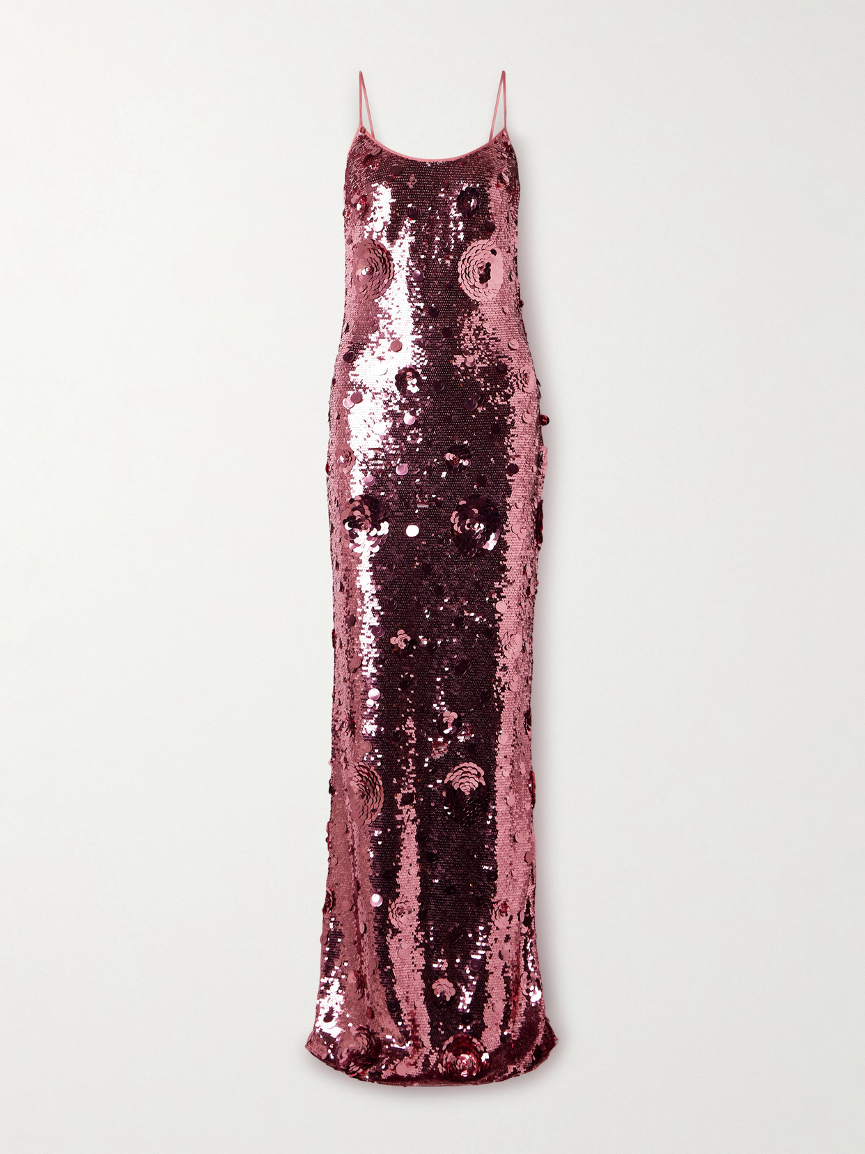 The New Arrivals Ilkyaz Ozel Isis In Fleur De Fleurs Sequined Crepe Maxi Dress In Pink