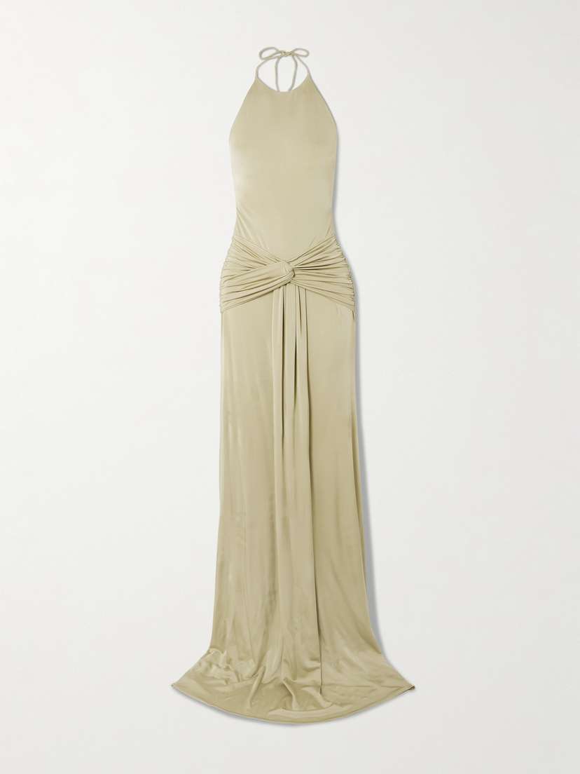 The New Arrivals Ilkyaz Ozel Euphorie Open-back Gathered Stretch-jersey Gown