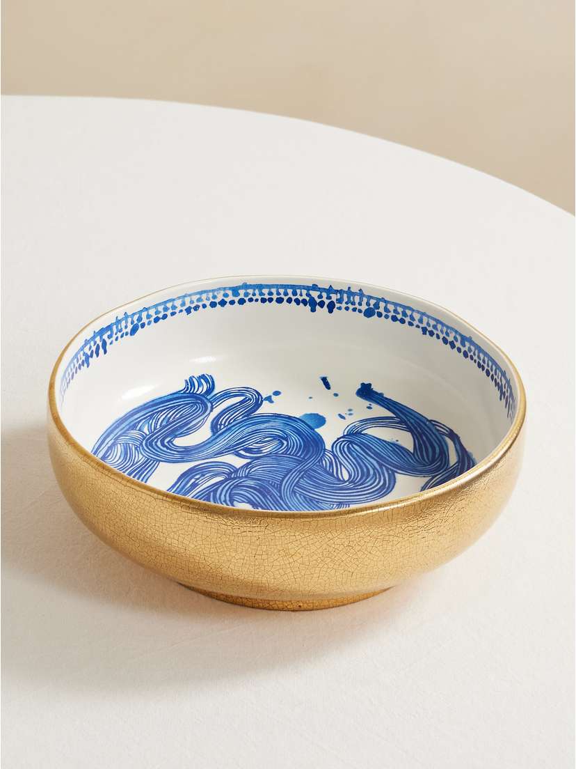 L'Objet + Ruan Hoffmann Gold-plated Painted Earthenware Bowl