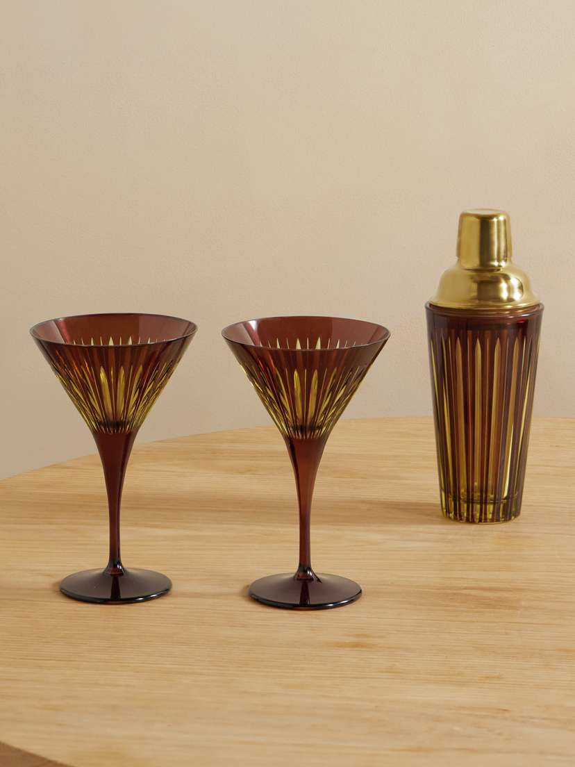 L'Objet Prism Gold-tone And Glass Cocktail Set