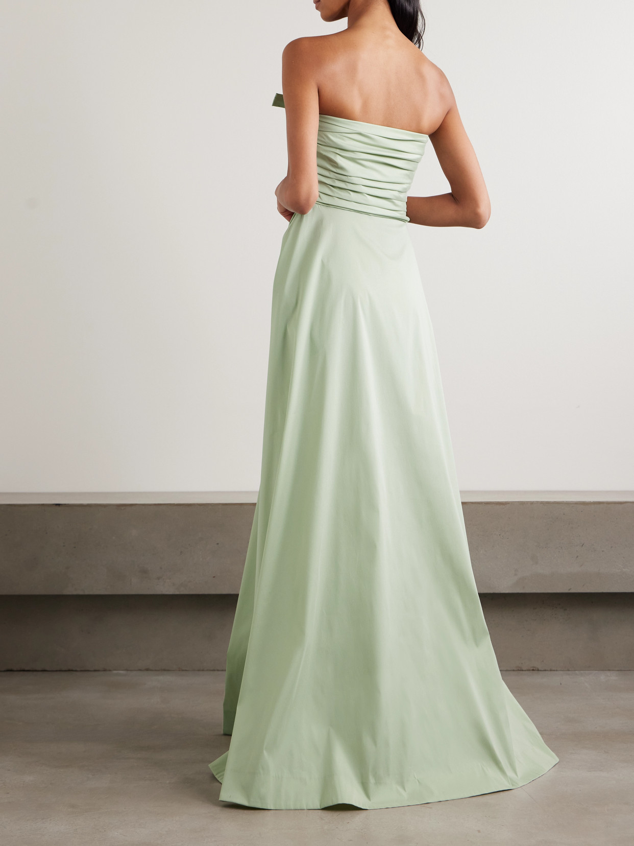 Bernadette Lucinda Strapless Bow-detailed Taffeta Gown In Green