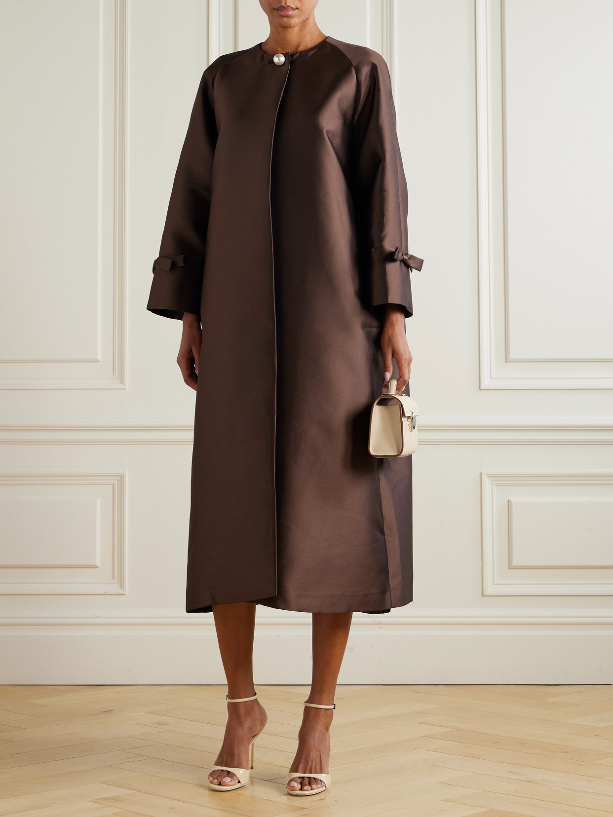Bernadette David Satin-twill Coat In Brown