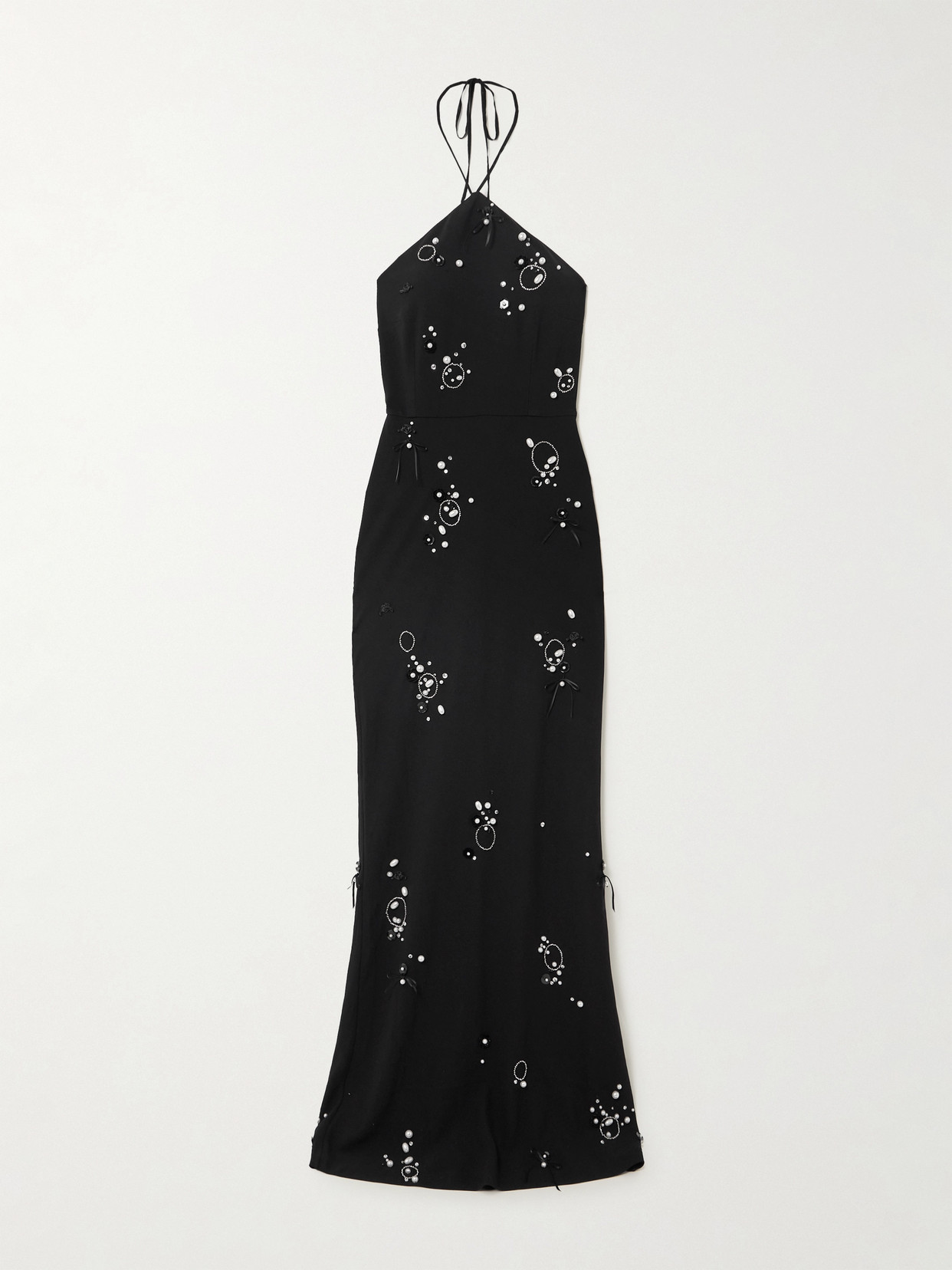 Bernadette Jolene Embellished Stretch-crepe Halterneck Gown In Black