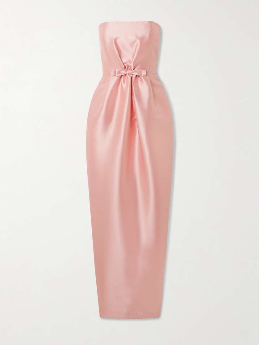 BERNADETTE Lenette Strapless Bow-detailed Taffeta Gown