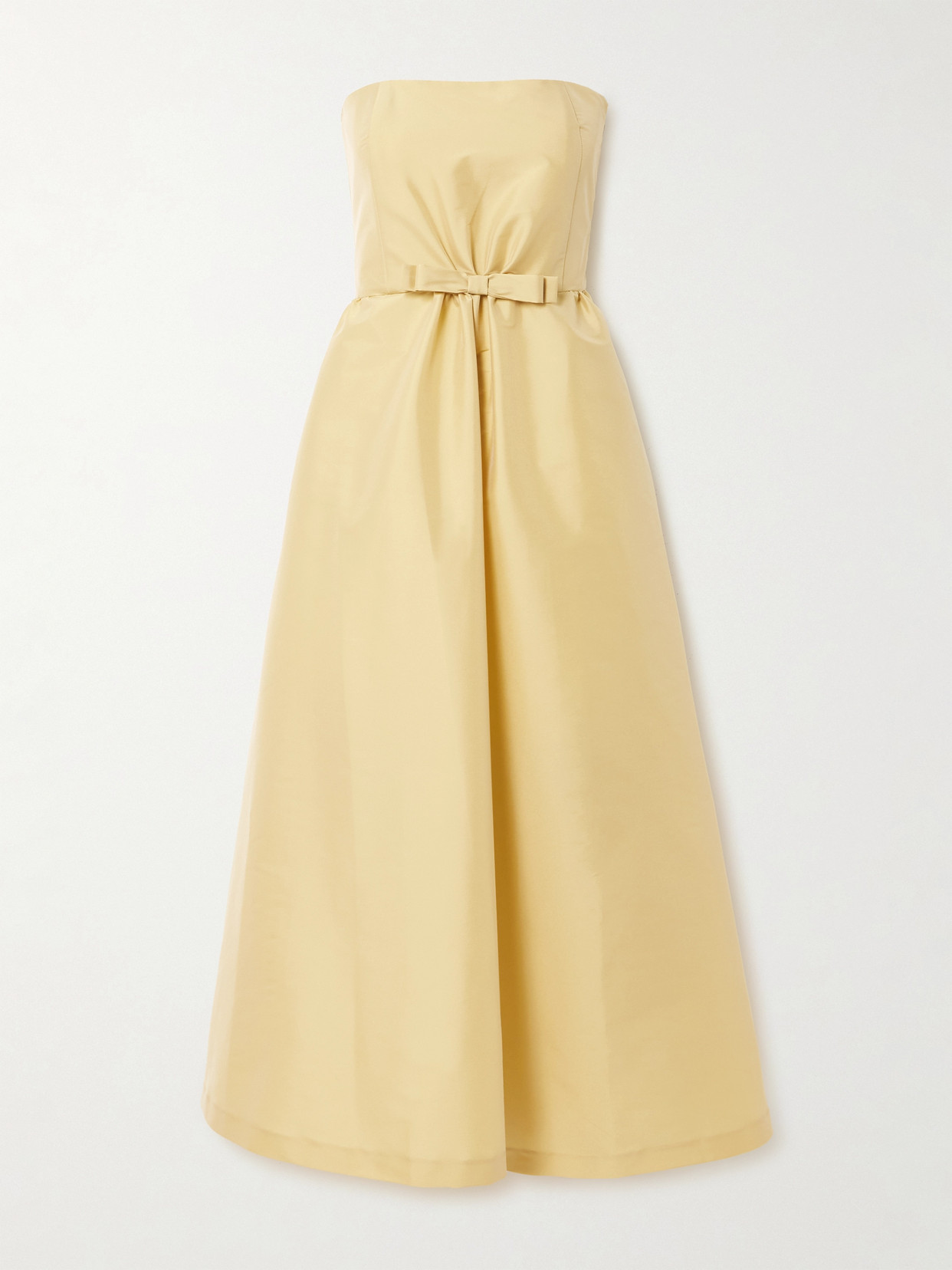 Bernadette Bodette Strapless Bow-detailed Taffeta Midi Dress In Yellow