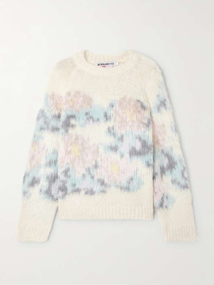 BERNADETTE Intarsia Brushed-silk Sweater