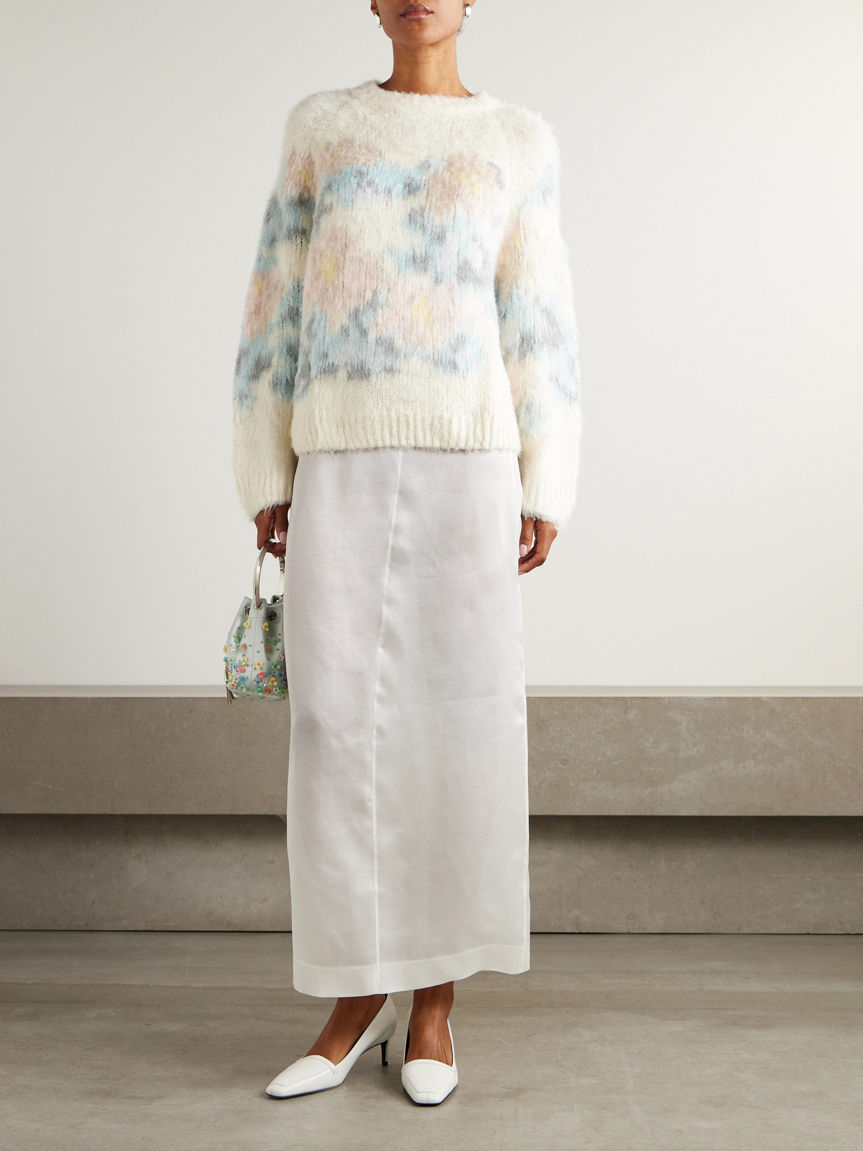 Bernadette Intarsia Brushed-silk Sweater In Multi