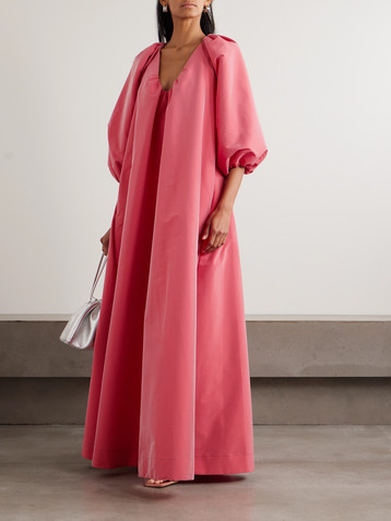 Bernadette George gathered taffeta gown