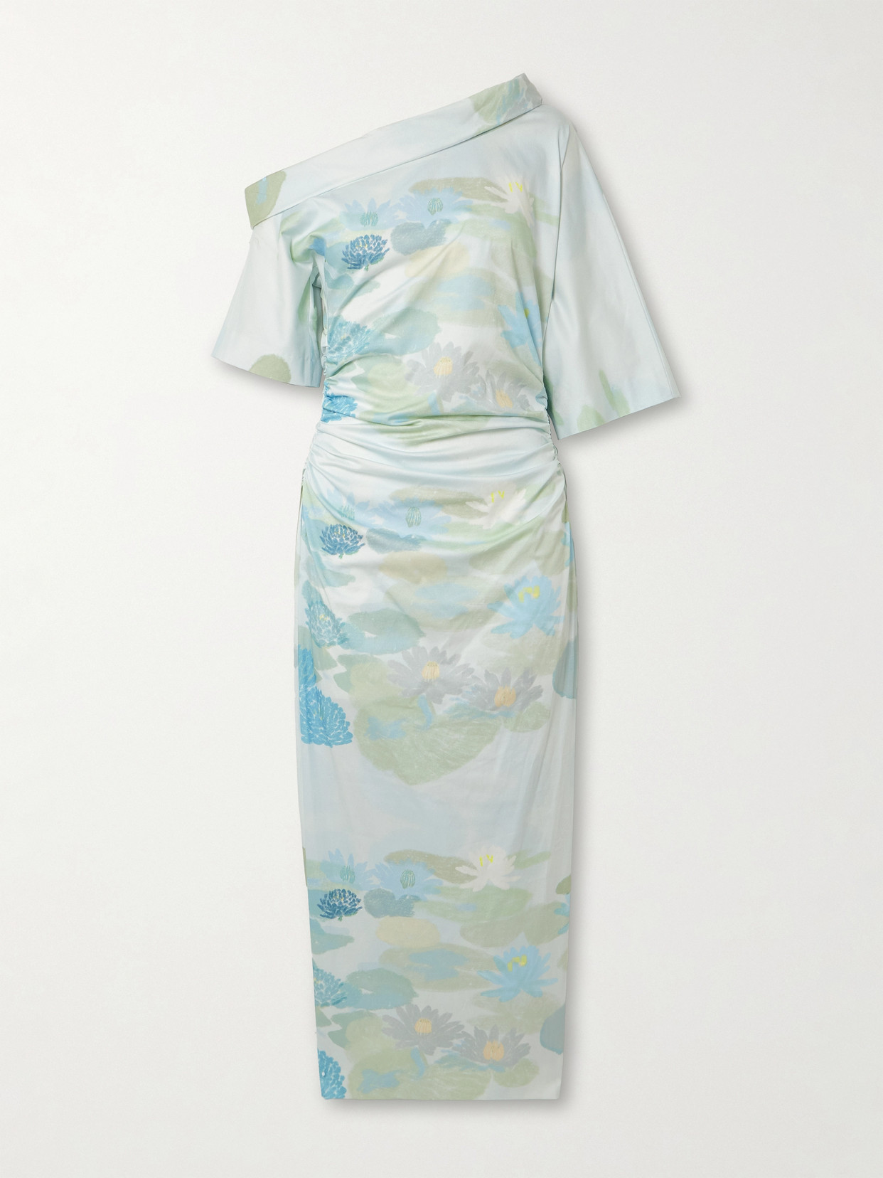 Bernadette Bowery Off-the-shoulder Printed Stretch-cotton Midi Dress In Blue