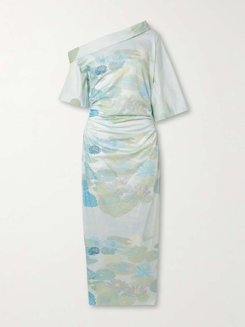 BERNADETTE Bowery Off-the-shoulder Printed Stretch-cotton Midi Dress
