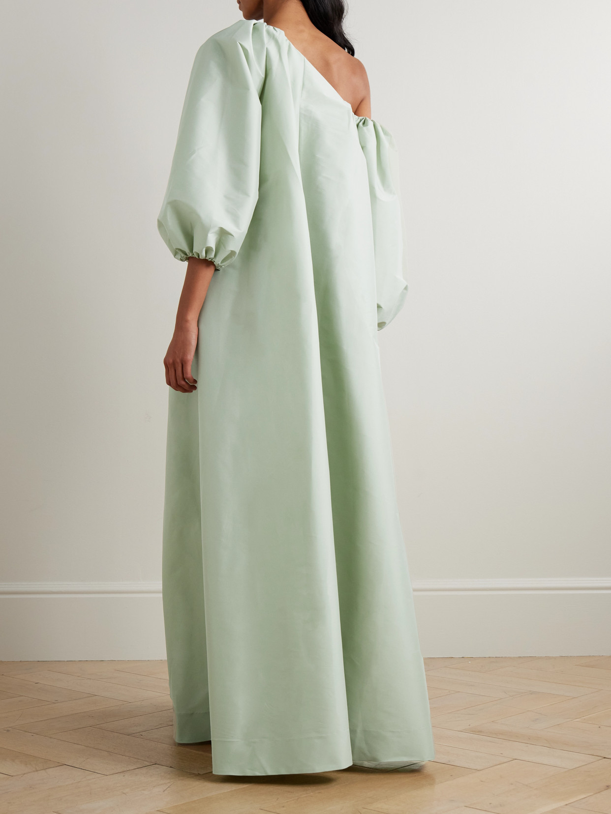 Bernadette Nathalie Off-the-shoulder Taffeta Gown In Green