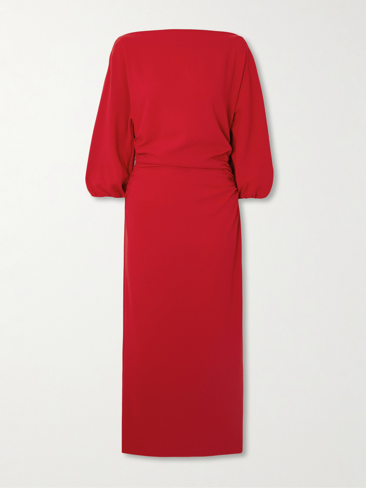 Bernadette Ezra Ruched Crepe Midi Dress In Red