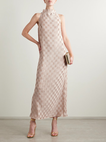 Dima Ayad Plissé-satin maxi dress