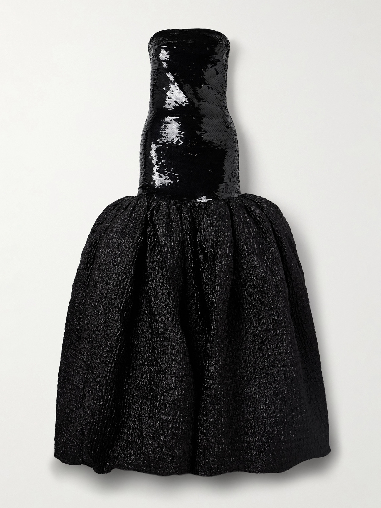 Dima Ayad Strapless Sequined Satin-jersey And Metallic Cloqué Gown