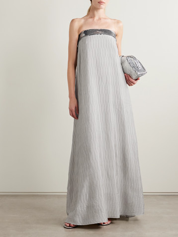 Dima Ayad Strapless sequin-embellished cloqué gown