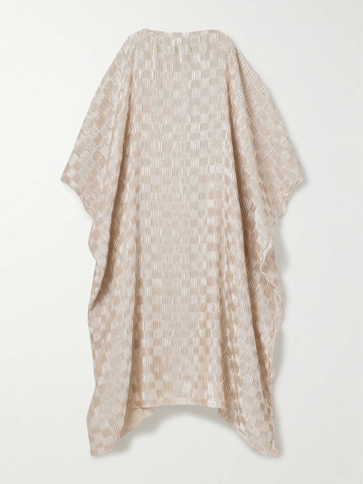 Dima Ayad Cocoon Checked Plissé-satin Gown In Multi
