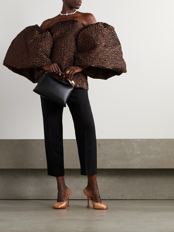 Dima Ayad Strapless metallic cloqué top