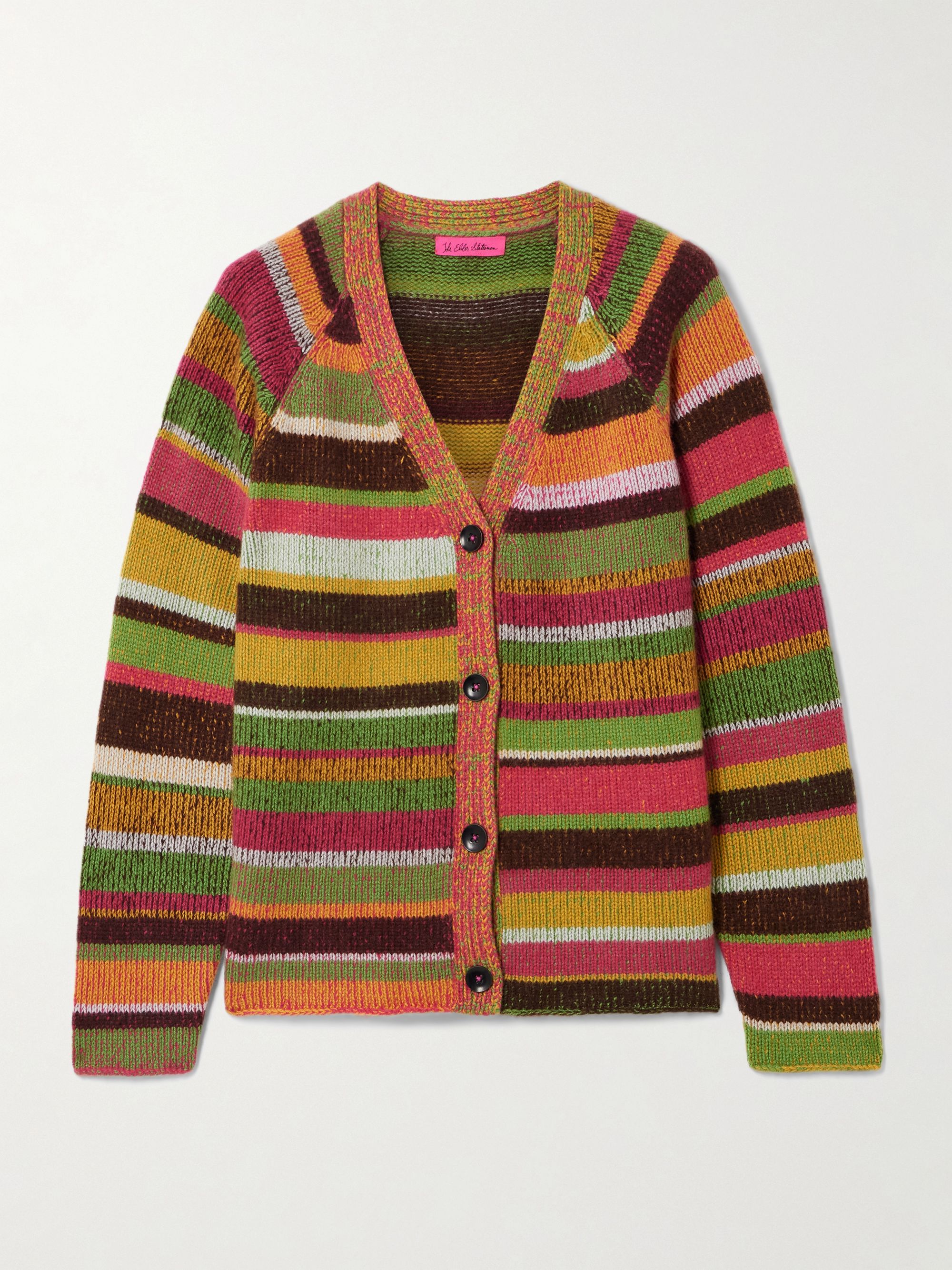 THE ELDER STATESMAN Striped cashmere cardigan