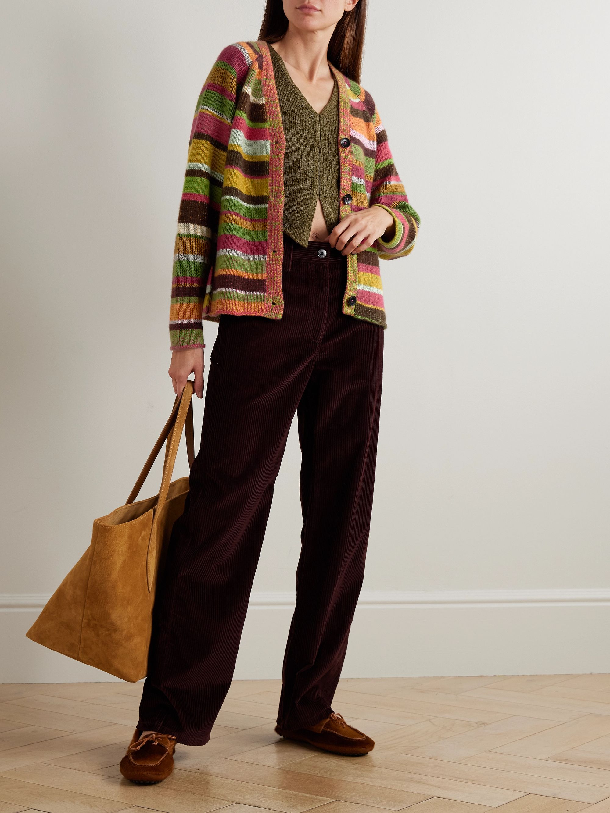THE ELDER STATESMAN Striped cashmere cardigan