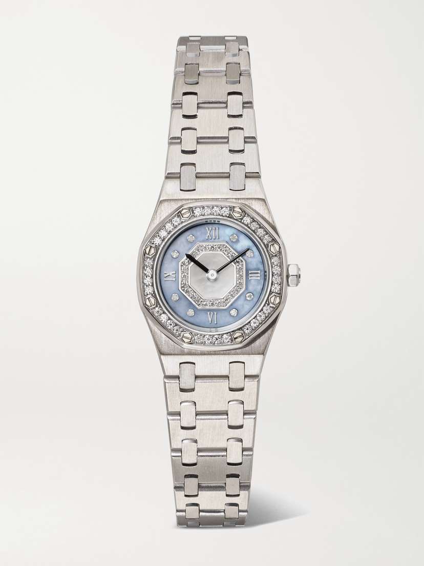 Stephanie Windsor + Audemars Piguet Vintage 1997 Royal Oak 20mm 18-karat White Gold, Mother-of-pearl And Diamond Watch, Ref. No. 67076bc