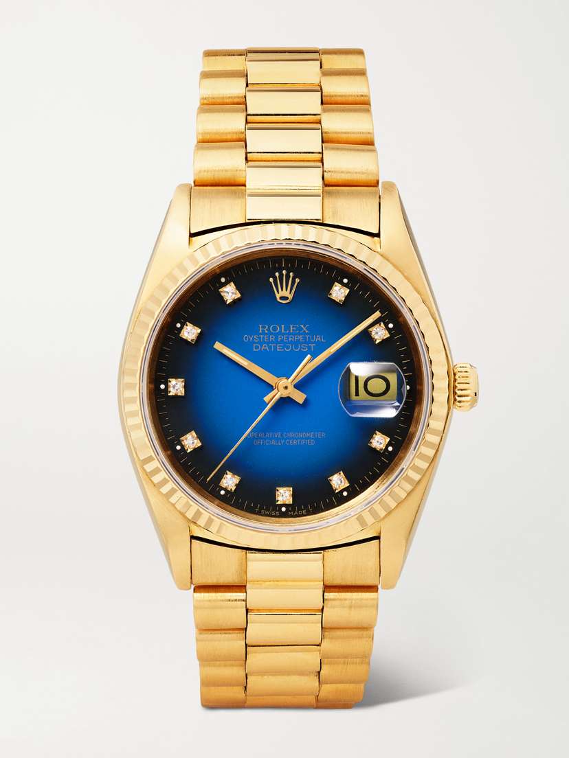 Stephanie Windsor + Rolex Vintage 1987 Oyster Perpetual Datejust Automatic 36mm 18-karat Gold And Diamond Watch, Ref. No. 16018