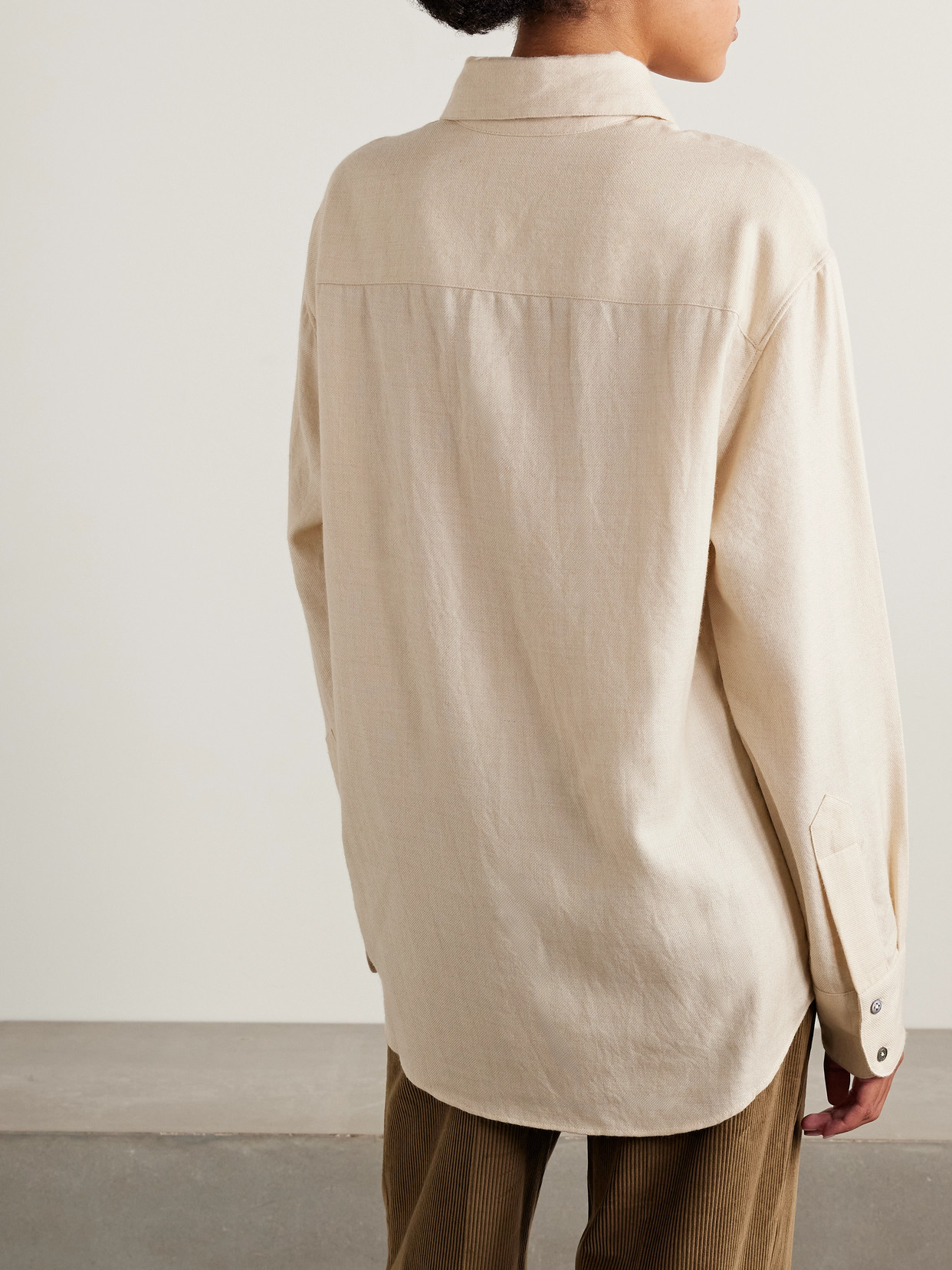 The Elder Statesman Wool And Cashmere-blend Twill Shirt In Neutral