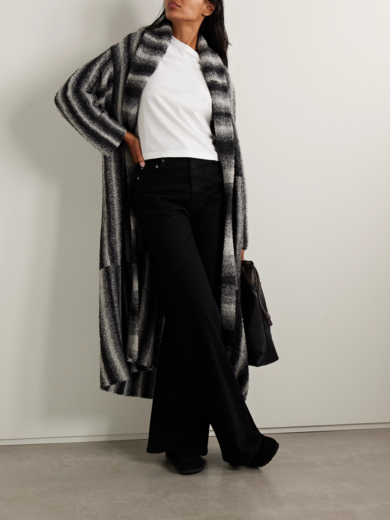 The Elder Statesman Rover Alpaca Boucle Robe Black Gradient In Black