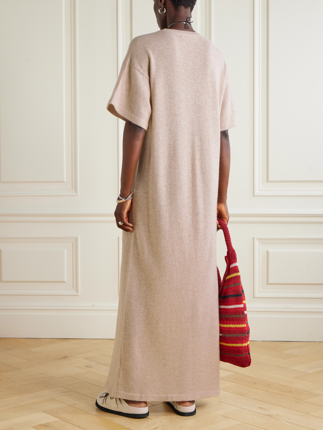 The Elder Statesman Tranquility Cashmere Maxi Dress In White