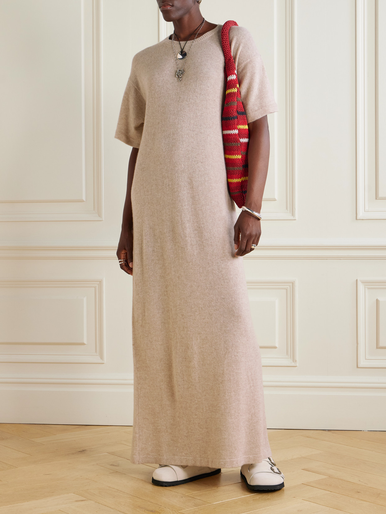 The Elder Statesman Tranquility Cashmere Maxi Dress In White