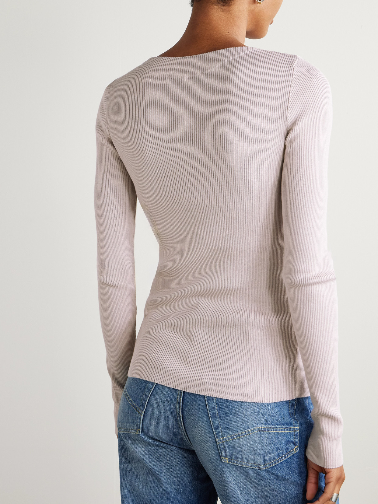 Our Legacy + Emporio Armani Stretto Ribbed Cotton And Silk-blend Sweater
