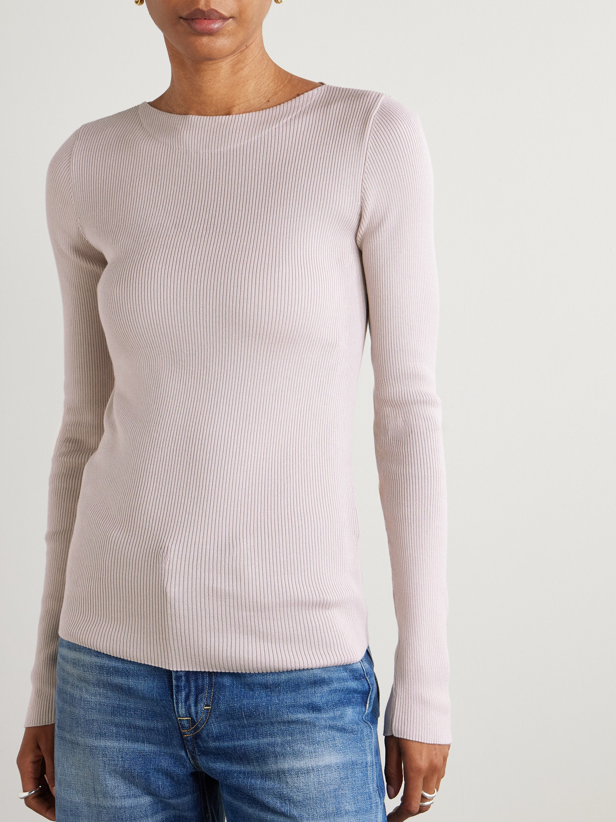 Our Legacy + Emporio Armani Stretto Ribbed Cotton And Silk-blend Sweater
