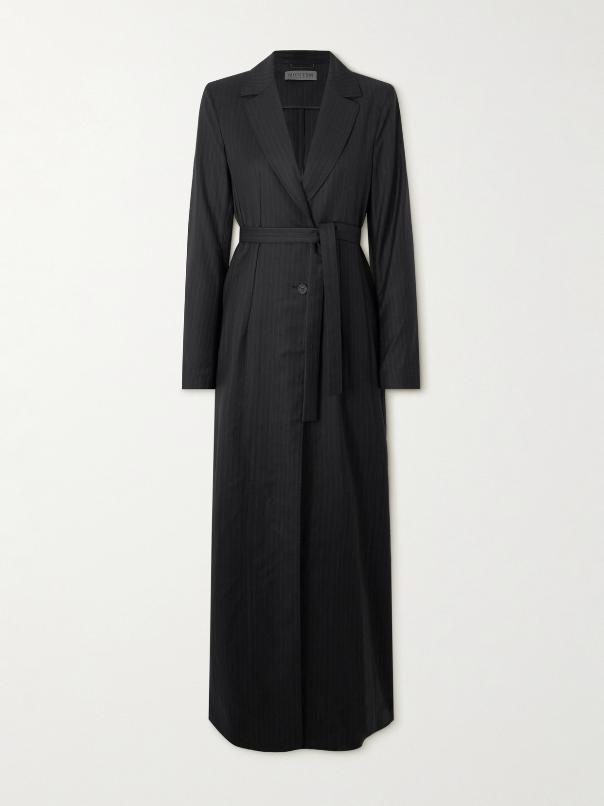 Our Legacy + Emporio Armani Completo Belted Striped Wool Coat
