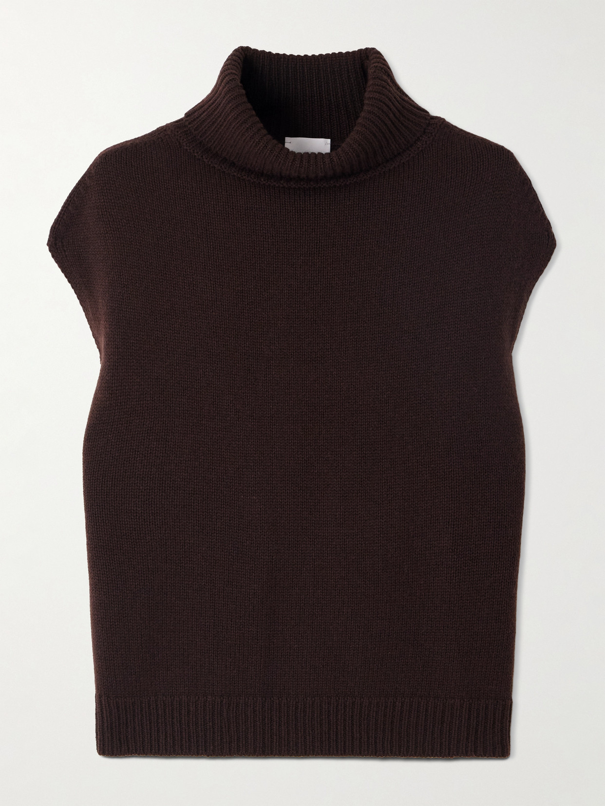 Allude Wool And Cashmere-blend Turtleneck Tank In Brown