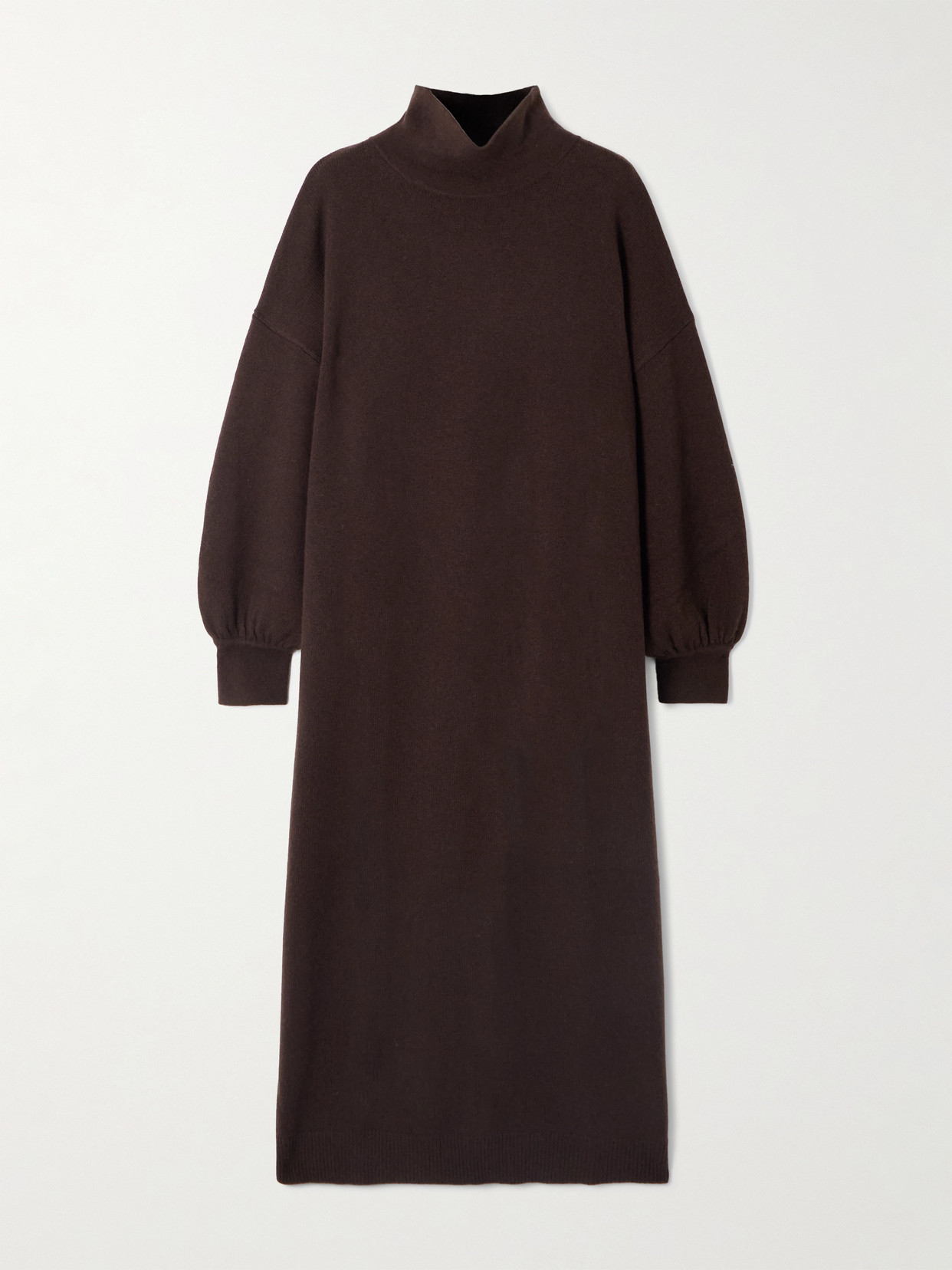 Allude Wool And Cashmere-blend Turtleneck Maxi Dress In Brown